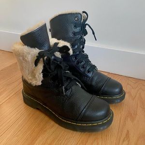 Dr. Martens Aimilita Faux Fur Lined Leather High Biker Combat Boots size 8